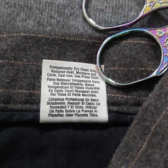 DKNY Classic Dress Trousers Mens US 34 Brown Striped Wool Cashmere Pockets Italy - Picture 10 of 16